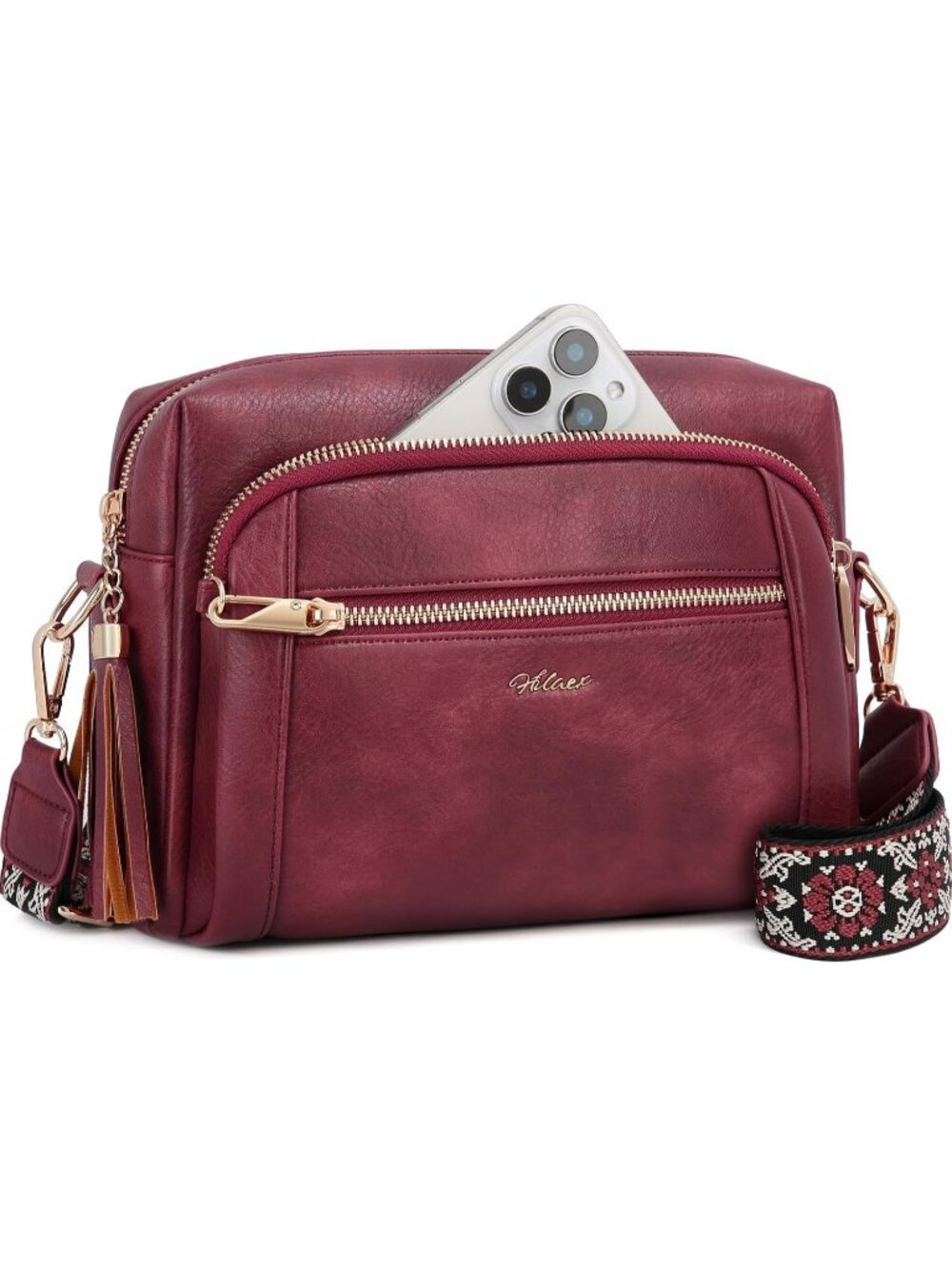 Women's Wine Vegan Leather Purses Stylish Designer Pockets Crossbody Bags